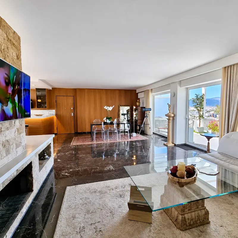 Sculptural marble interiors in the penthouse